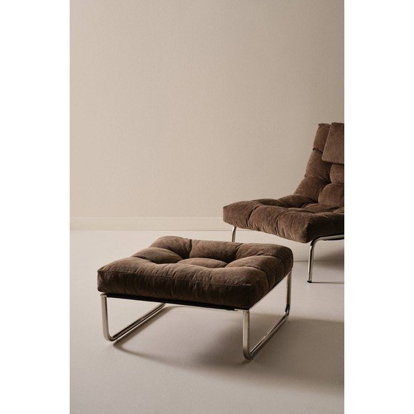 Poggiapiedi marrone con rivestimento in ciniglia Burleson – Jotex-image-1