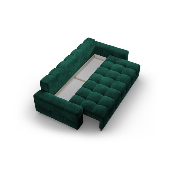 Divano verde allungabile con contenitore e rivestimento in velluto 250 cm Wicklow – Cosmopolitan Design-image-3