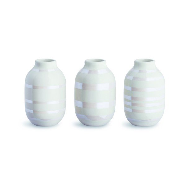 Set di 3 vasi in gres bianco Omaggio, altezza 8 cm - Kähler Design
