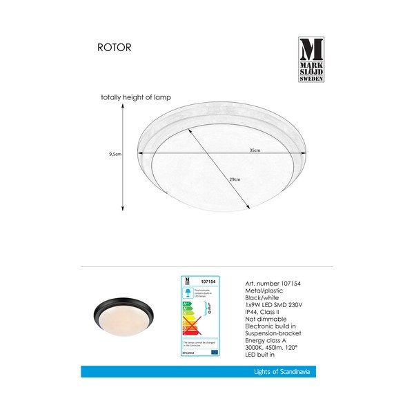 Apparecchio da soffitto nero Rotor, ø 35 cm - Markslöjd-image-1