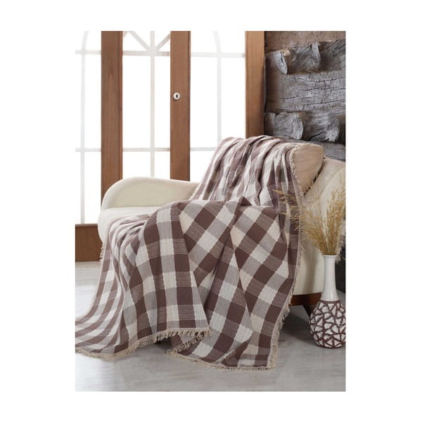 Copriletto in cotone marrone Buyuk, 180 x 230 cm - Mijolnir