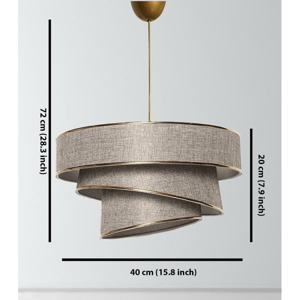 Lampadario beige/dorato con paralume in tessuto ø 40 cm Couper – Opviq lights-image-2
