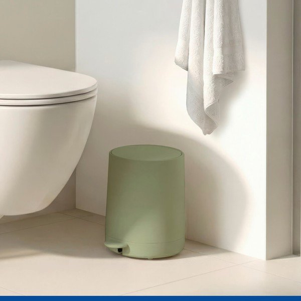 Cestino per la spazzatura verde in plastica con pedale 5 l Fablo – Wenko-image-1