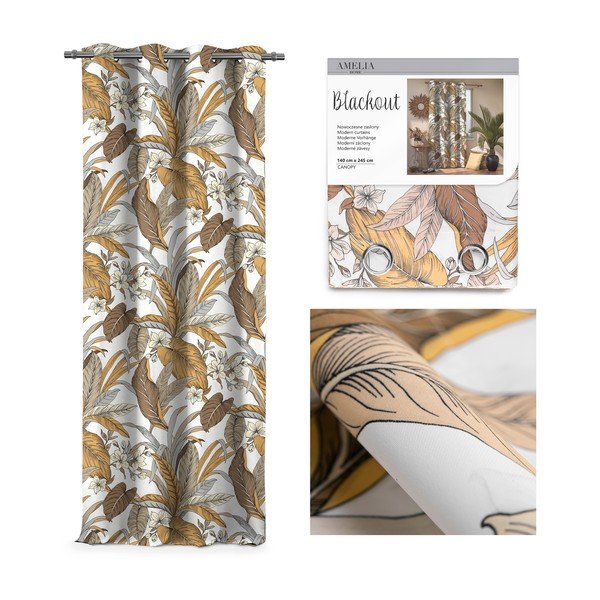 Tenda con motivo floreale marrone , 140 x 245 cm - AmeliaHome-image-1
