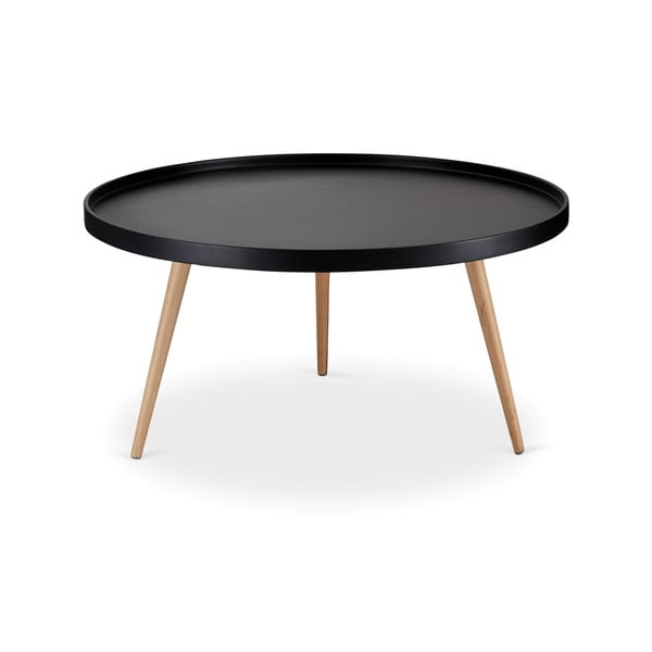 Tavolino nero con gambe in faggio, Ø 90 cm Opus - Furnhouse