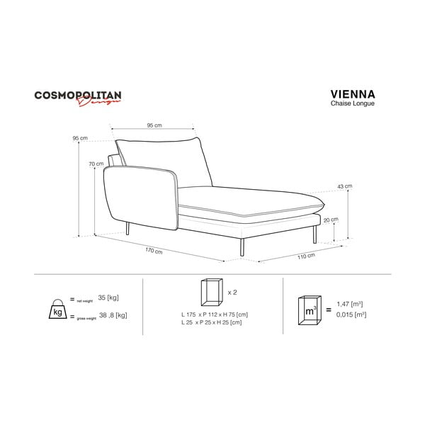 Lettino beige, angolo sinistro Vienna - Cosmopolitan Design-image-3