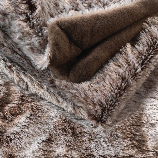 Coperta marrone in pelliccia finta 180x220 cm Antartic – douceur d'intérieur-image-3
