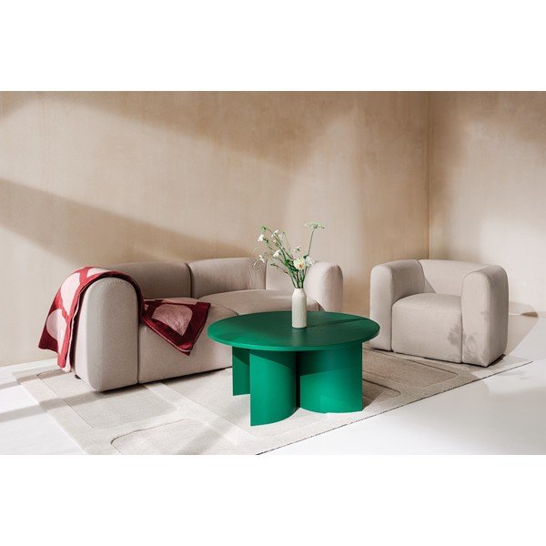 Tavolino da salotto rotondo verde con piano effetto frassino ø 95 cm Gavo – noo.ma-image-2