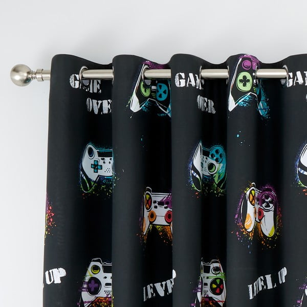 Tenda per bambini nera e blu 2 pz 168x183 cm Game Over – Catherine Lansfield-image-2