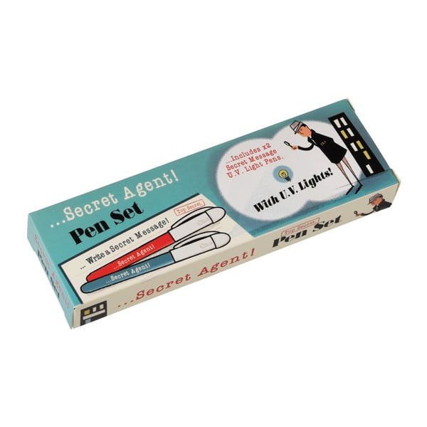 Set di 2 penne spia con inchiostro invisibile e luce UV Agente Segreto - Rex London-image-3