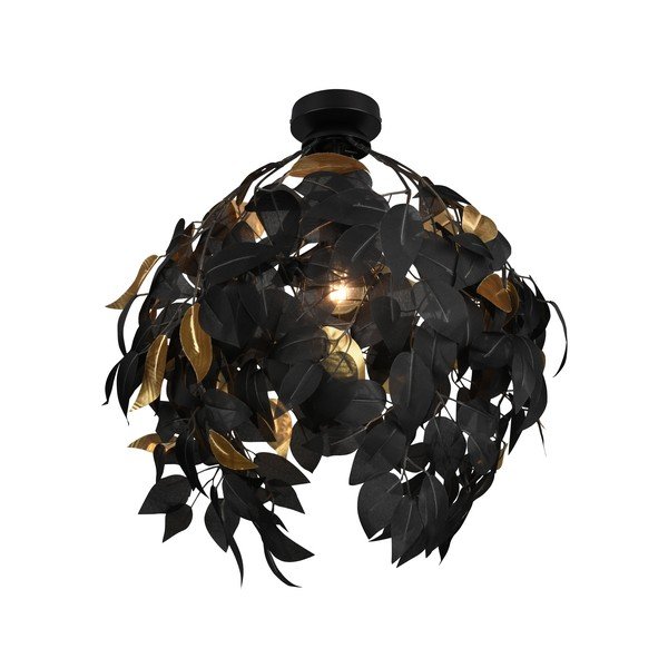 Plafoniera nera opaca in metallo con paralume in plastica ø 38 cm Leavy – Reality-image-3