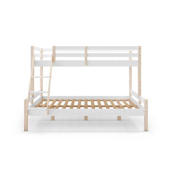 Letto a castello bianco in legno di pino 90x190/140x190 cm Livia - Marckeric-image-2