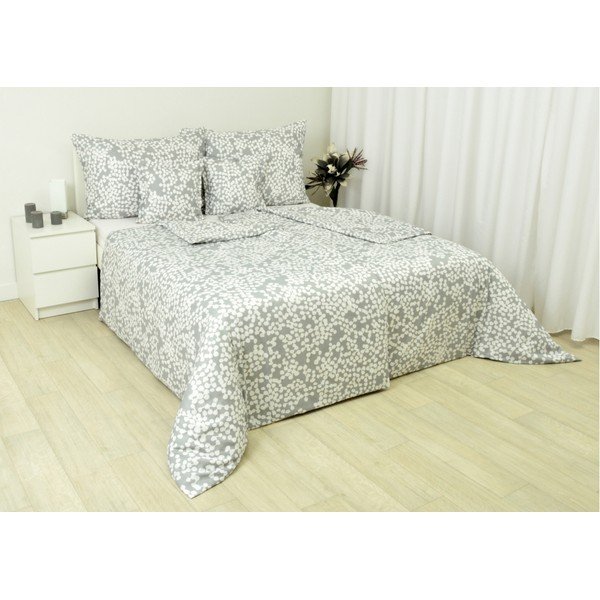 Biancheria da letto matrimoniale estesa bianca e grigia in cotone sateen 200x220 cm Abstract - Unknown
