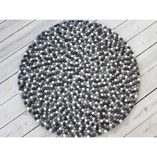 Tappeto in lana grigio e bianco, ⌀ 120 cm Ball Rugs - Wooldot-image-1
