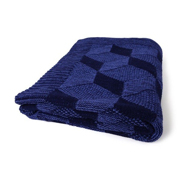 Coperta in cotone blu scuro Clen, 130 x 170 cm - Homemania Decor