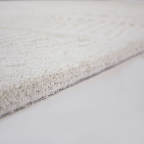 Tappeto bianco in misto lana tessuto a mano 140x200 cm Sculptured Wave – Flair Rugs-image-4