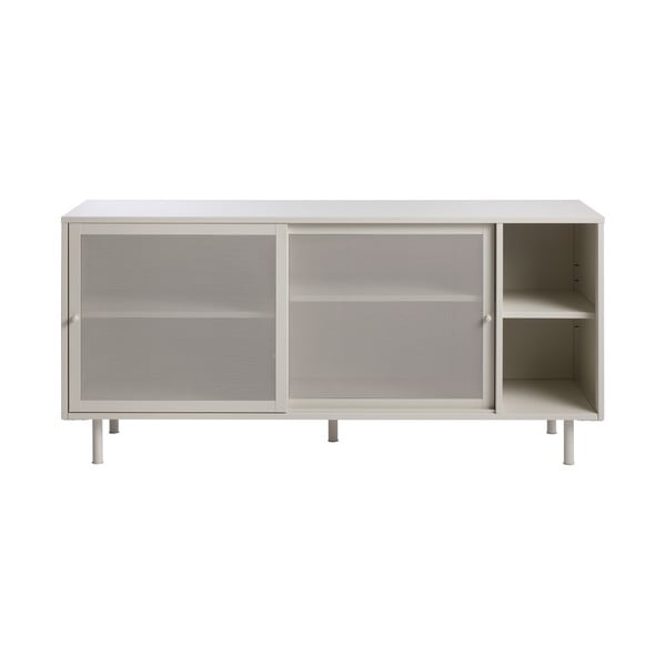 Cassettiera bassa in metallo bianco con ante scorrevoli 160x75 cm Veep - Unique Furniture