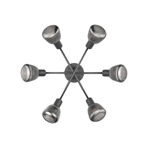 Lampada da soffitto nera con paralume in vetro Tarifa - Trio-image-3