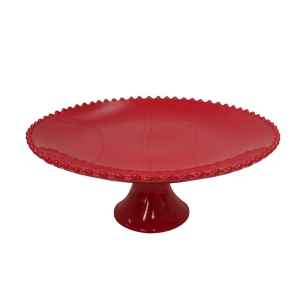 Vassoio in gres rosso rubino su piede , ø 34 cm Pearl - Costa Nova