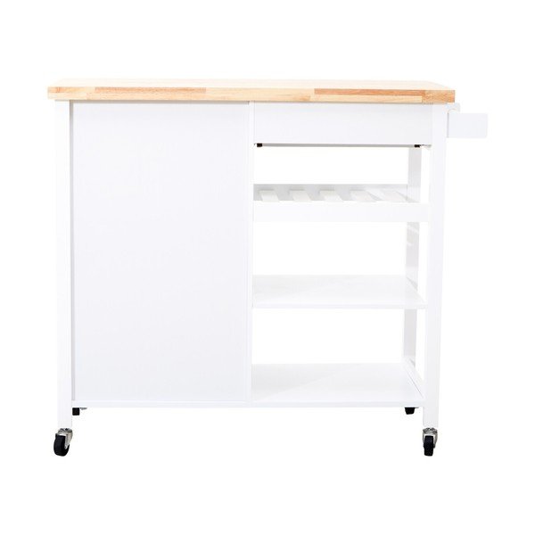 Tavolino da servizio in legno di cauciù massiccio su ruote 48x105 cm Frankfurt – Premier Housewares-image-3