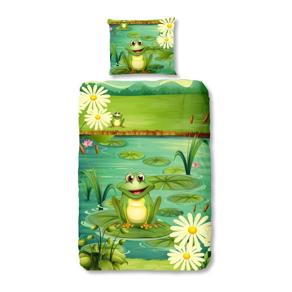 Dětské bavlněné povlečení Good Morning Frogs, 140 x 200 cm