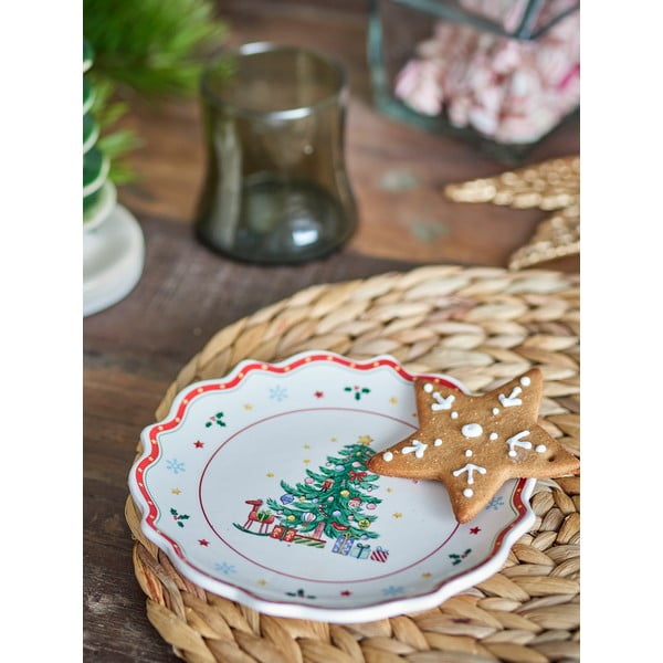 Piatto da portata rosso/color crema in ceramica a tema natalizio ø 17 cm Naive – Bloomingville-image-2