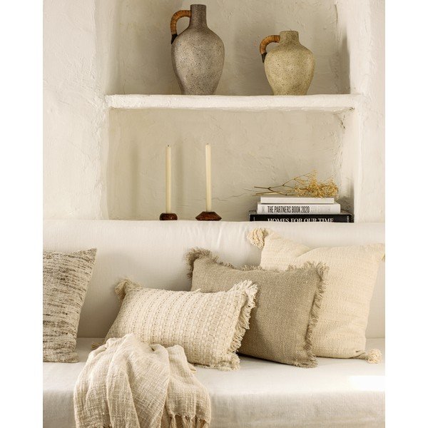 Vaso in ceramica grigia/rattan Agle - Kave Home-image-3