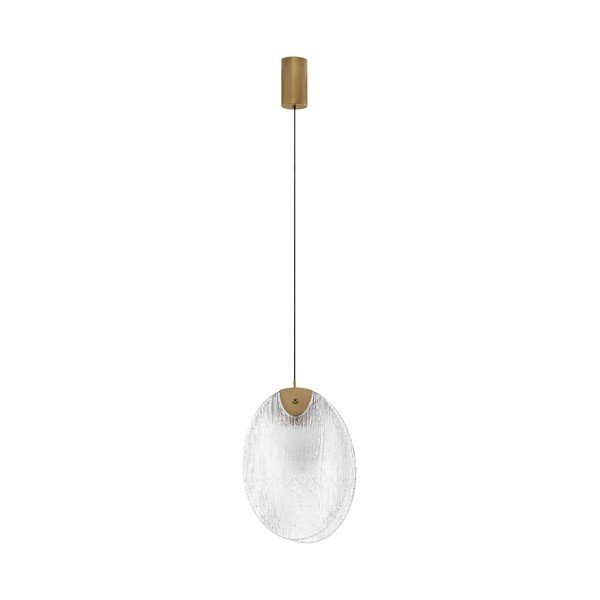 Lampadario LED color ottone in acciaio con paralume in vetro Shelina – Nova Luce