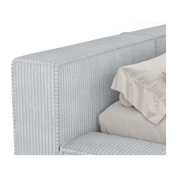 Letto matrimoniale imbottito grigio chiaro con contenitore con rete inclusa 200x200 cm Voliera – Maison de Rêve-image-4