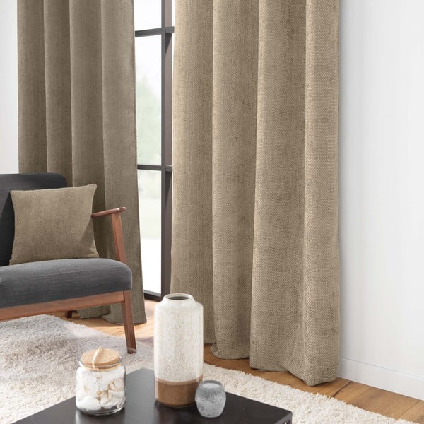 Tenda marrone chiaro in ciniglia 140x260 cm Leo – douceur d'intérieur-image-1