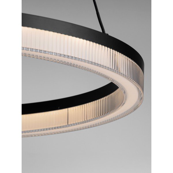 Lampadario LED nero opaco in alluminio con paralume in vetro acrilico con intensità regolabile ø 60 cm Lonela – Nova Luce-image-1