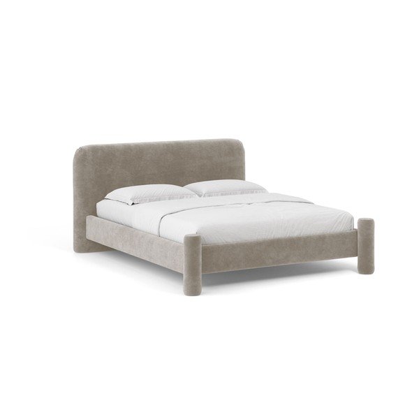 Letto matrimoniale imbottito beige con rete inclusa 160x200 cm Vera – Micadoni 