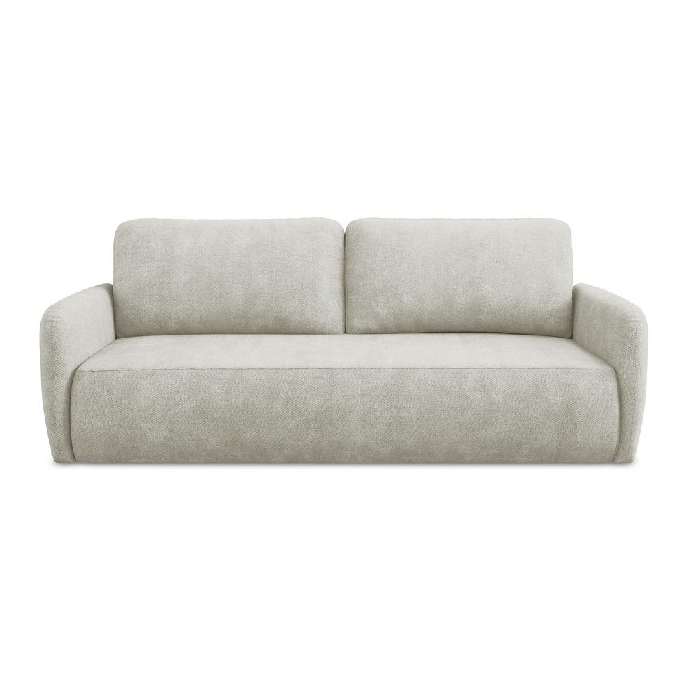 Divano color crema allungabile/con contenitore con rivestimento in ciniglia 218 cm Lilo – Makamii | Divani