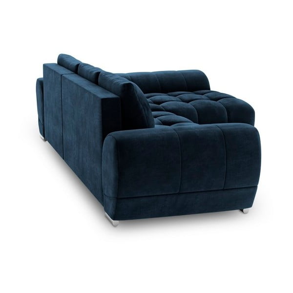 Divano letto angolare blu royal con rivestimento in velluto, angolo destro Nuage - Windsor & Co Sofas-image-3