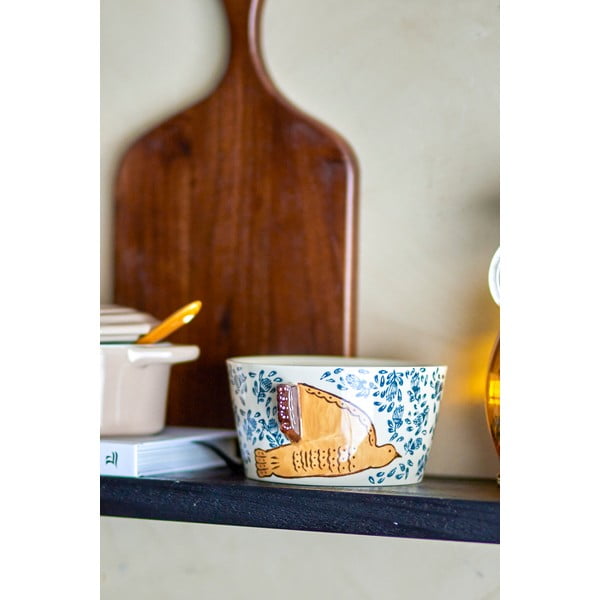 Ciotola in gres bianco-blu 460 ml Hezha - Bloomingville-image-2