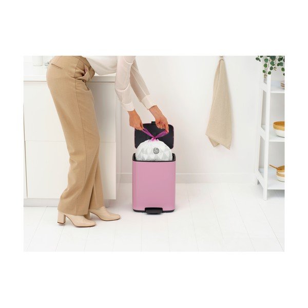 Cestino per la spazzatura rosa in acciaio con pedale 12 l Bo – Brabantia-image-3
