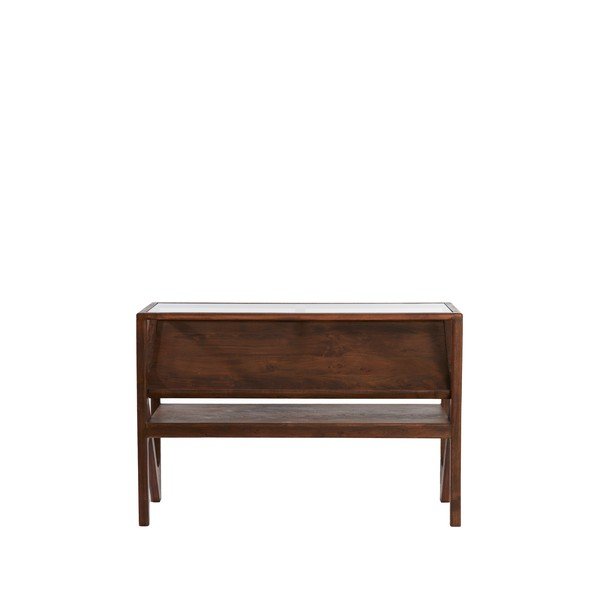 Tavolo consolle di colore naturale con piano in vetro 41x119 cm Yuki – Light & Living-image-3