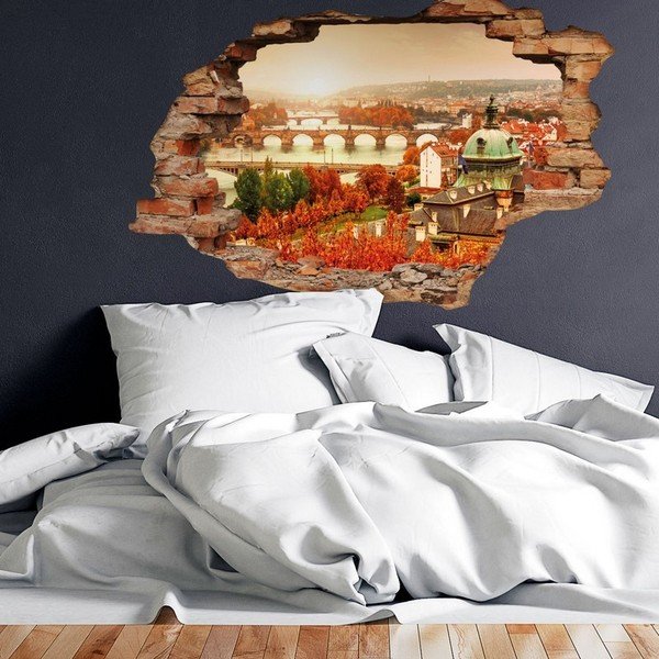 Adesivo murale 3D Praga Autunno, 90 x 60 cm - Ambiance-image-3
