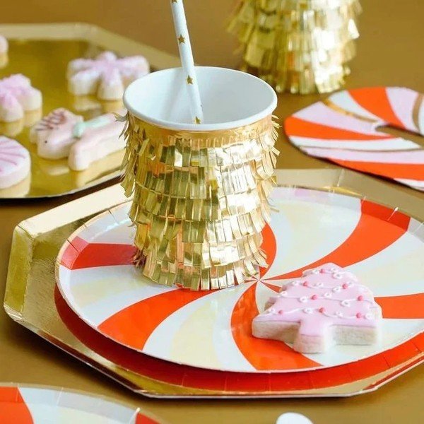 Bicchieri di carta monouso in set da 8 Gold Fringe Party - Meri Meri-image-1