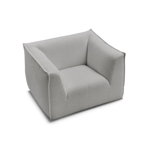 Poltrona grigio chiaro con rivestimento in bouclé Giorgia – Bobochic Paris-image-4