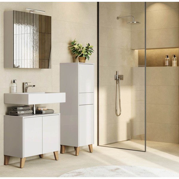 Mobile per bagno color crema opaco alto 33x123 cm Arnea – Germania-image-1