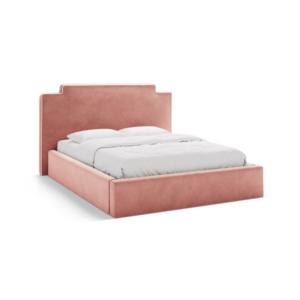 Letto matrimoniale imbottito rosa con contenitore con rete inclusa 180x200 cm Princess – Micadoni 