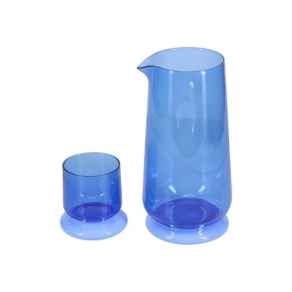 Set di caraffa e bicchiere blu in vetro 1,4 l Marlo – ONA-image-4