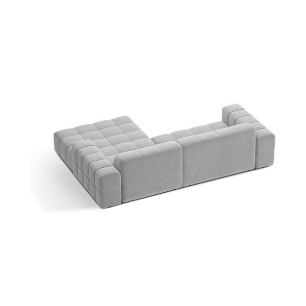 Divano angolare grigio chiaro (con penisola a destra/con chaise lounge) con rivestimento in velluto Chicago – Cosmopolitan Design-image-2
