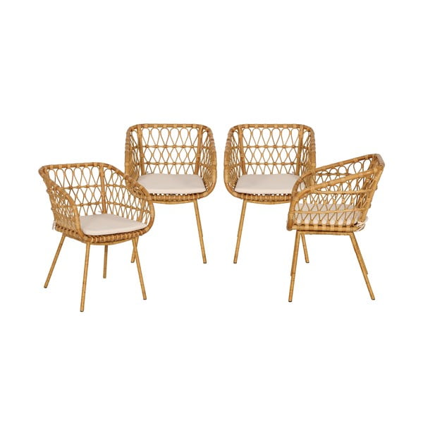 Set di 4 sedie da giardino in rattan in colore naturale - Bonami Essentials