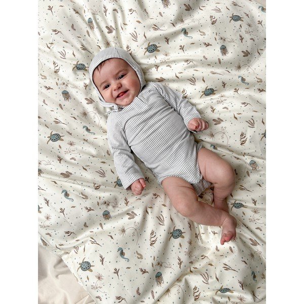 Set copripiumino e federa da bambini giallo chiaro in cotone organico per culla 70x100 cm Sea Garden – Cam Cam Copenhagen-image-1