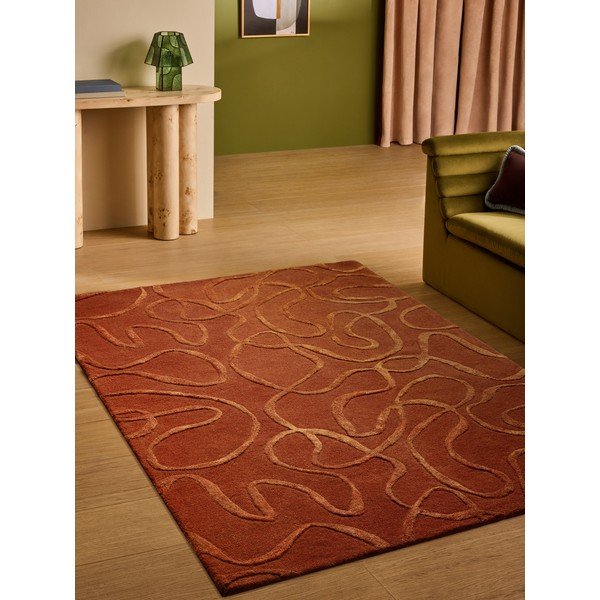 Tappeto color mattone in misto lana tessuto a mano 120x170 cm Varri – MADE-image-1