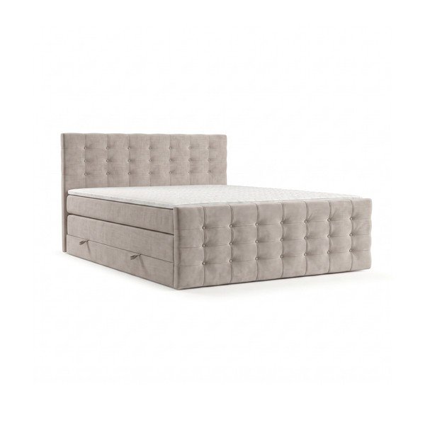 Letto boxspring beige con contenitore 200x200 cm Blend – Maison de Rêve