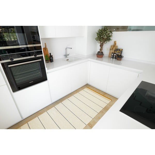 Tappeto da interno/esterno giallo ocra/color crema 140x200 cm Belle Ochre – Pappelina-image-3