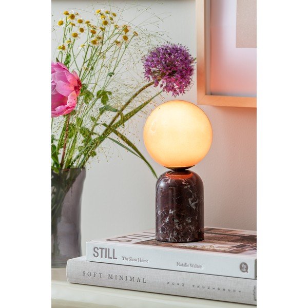 Lampada da tavolo burgundy in marmo (altezza totale 20 cm) Lazio Sphere – Leitmotiv-image-1